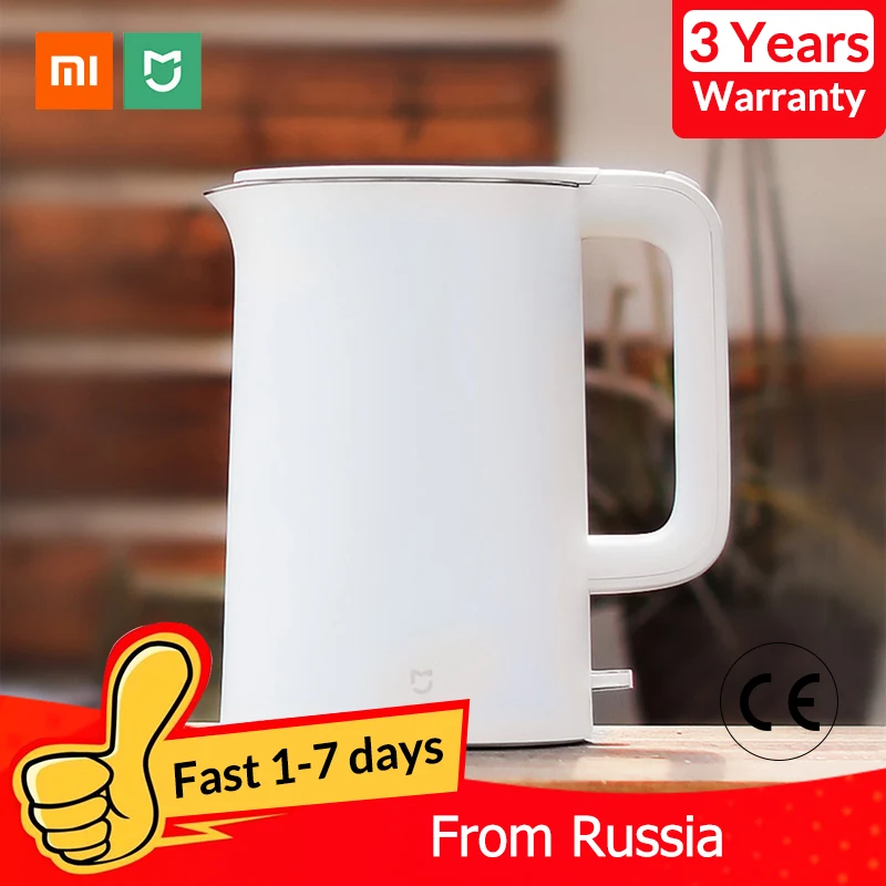 Электрический чайник Xiaomi Mijia, заварочный чайник, 1,5 л, с автоматической защитой от воды, котел, заварочный чайник, мгновенный нагрев, нержавеющая сталь