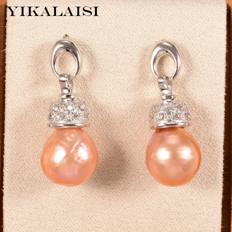 

YIKALAISI 925 Sterling Silver Jewelry Pearl Earrings 2020 Fine Natural Pearl jewelry 11-12mm Earrings For Women wholesale