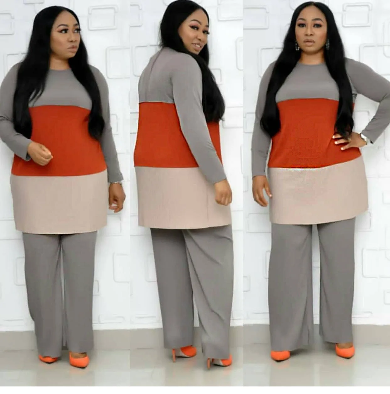 Плиссированная свободная футболка с круглым вырезом + свободные плиссированные