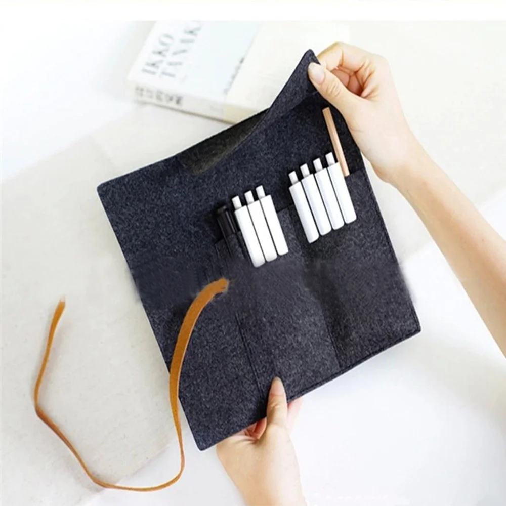 Милый холщовый чехол для карандашей сумка ручек из войлочной ткани школьные