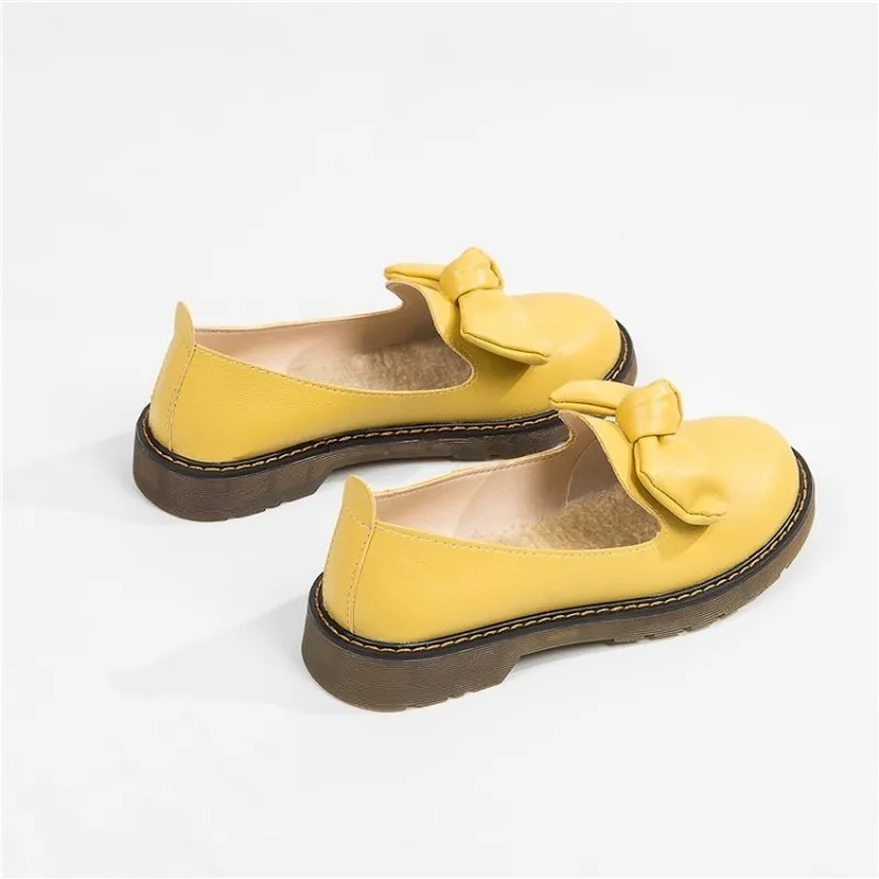 

New Fashion Bow Knot Oxfords Women Shoes Woman Leather Casual Shoes for Women Flats Warm Plush Slip on Ladies Shoes Espadrilles