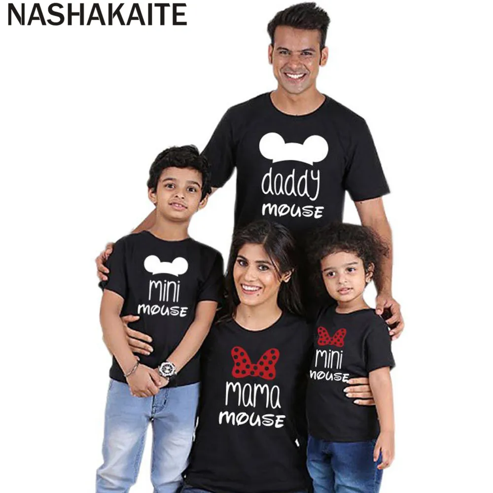 NASHAKAITE/семейная одежда для папы мамы и меня топы с мини мышкой маленьких мальчиков