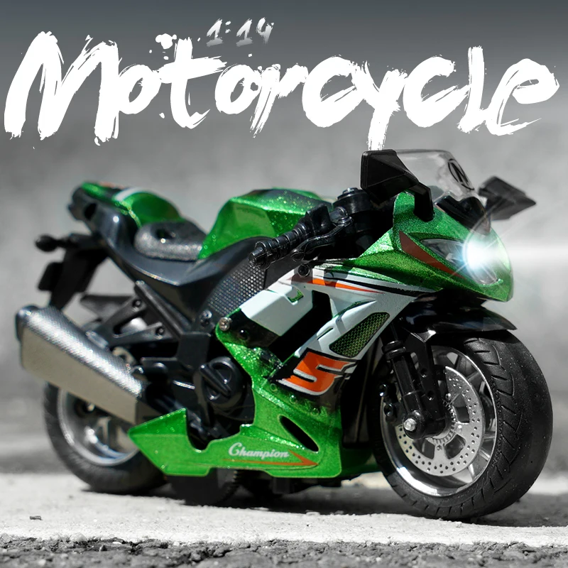 

1:14 Alloy Car Model Simulation Alloy Motorcycle Racing Car Toy Simulation Sound and Light Toys for Children Model Decoration