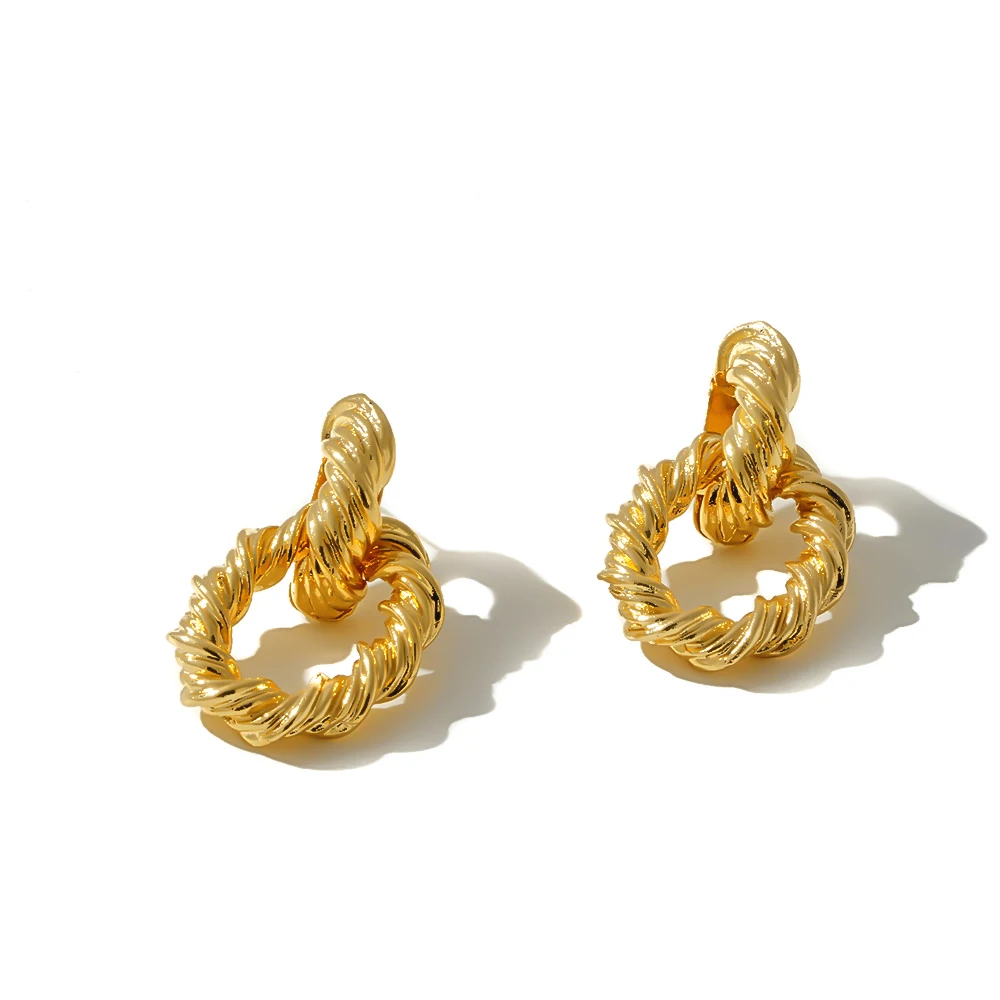 Женские серьги подвески Yhpup круглые из золотого цинкового сплава с