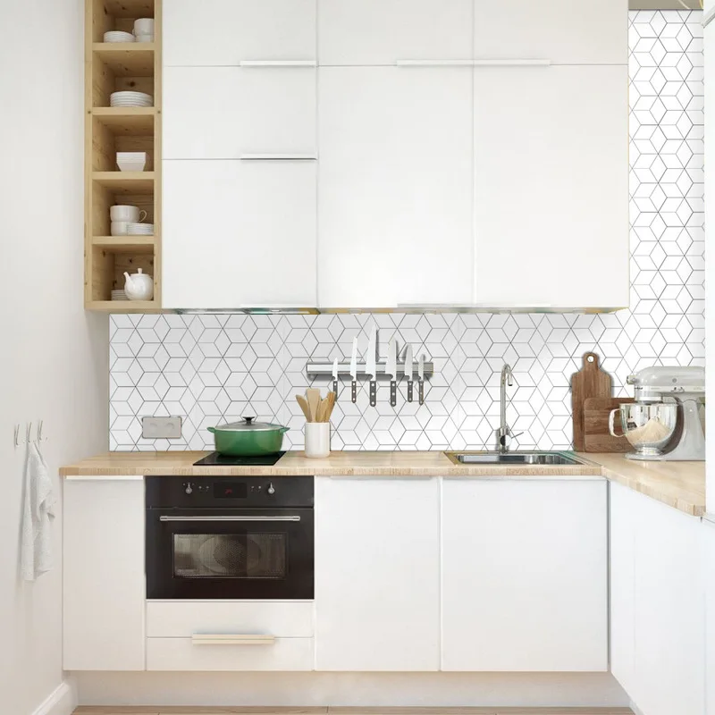 10 шт./компл. Современная Наклейка на стену белая мозаика ПВХ плитка наклейка