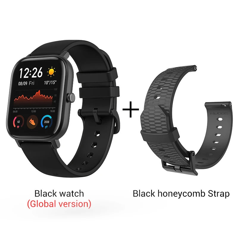 Black n Black strap Xiaomi Amazfit GTS Smartwatch 341PPI AMOLED дисплей 5 атм водонепроницаемый 14 дней батарея gps управление музыкой - Цвет: Black n Black strap