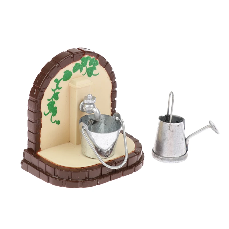 

1:12 Dollhouse Miniature Water Tap Bucket Watering Can Set Garden Decor Toys Doll House Furniture Accessories Toy