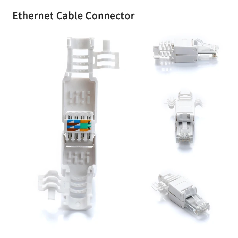 

No Crimp Ethernet Cable Tool-less Crystal Head Plug CAT6 RJ45 Connector