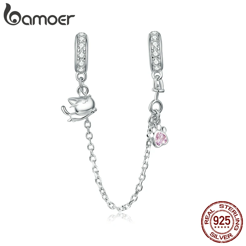 Bamoer серебряное ювелирное изделие 925 безопасная цепочка с шармами подходит для