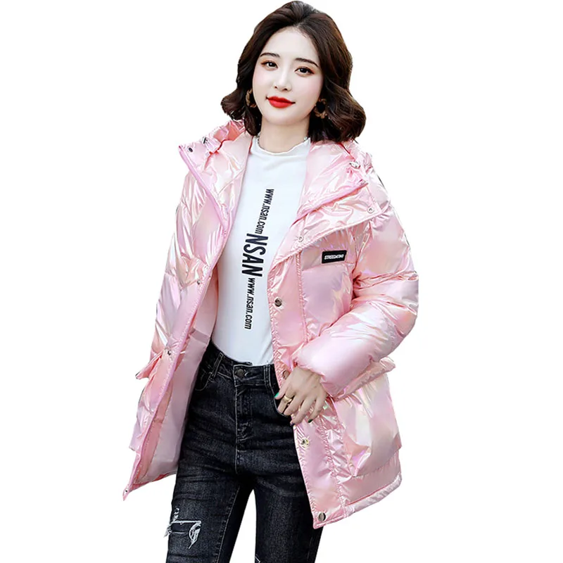 

Ladies Fashion Colorful Coat Women 2022 Winter New Glossy Jacket Thicken Warm Down Cotton Coats Female Loose Slender Jacket G321