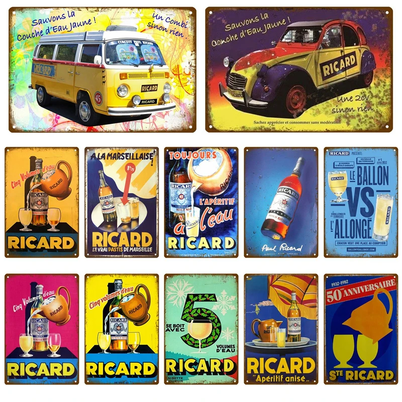 Ретро рикардовый металлический знак жестяной виски Бельгии табличка для пива