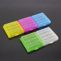 5pcspack colorful plastic case holder storage box cover for 14500 aa aaa battery box container bag case organizer box case
