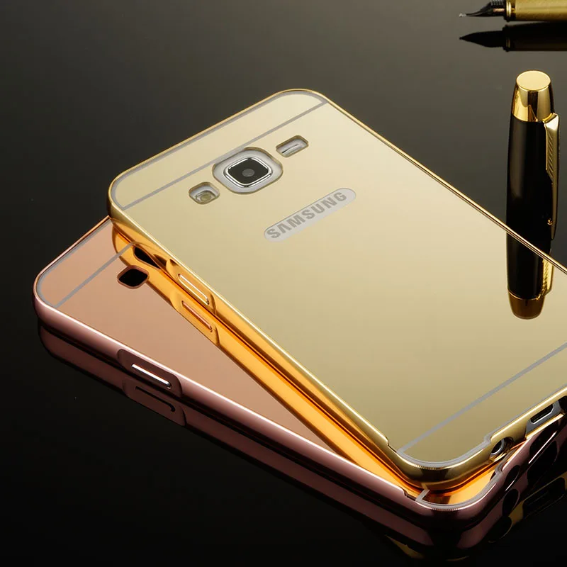 Роскошный позолоченный зеркальный чехол с алюминиевой рамкой для Samsung Galaxy J5 On5 Grand