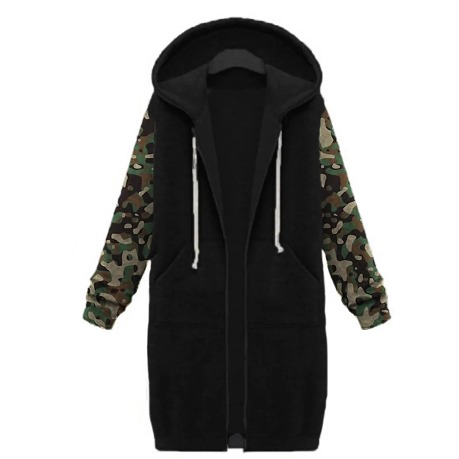 Женские зимние утепленные толстовки больших размеров с капюшоном на молнии