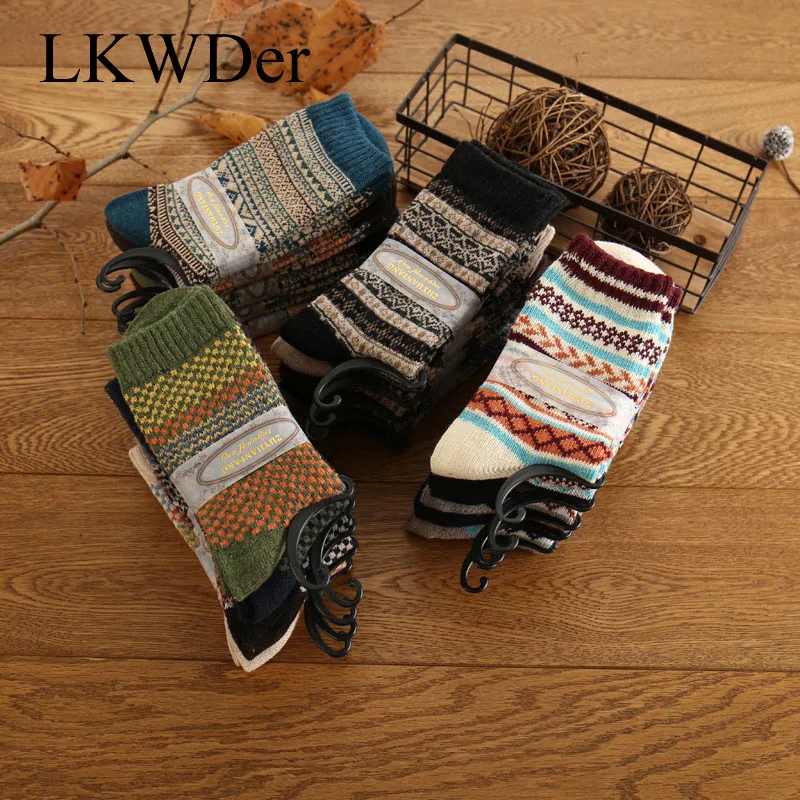 LKWDer 5 парт/Лот новые мужские шерстяные носки Witner винтажные рождественские