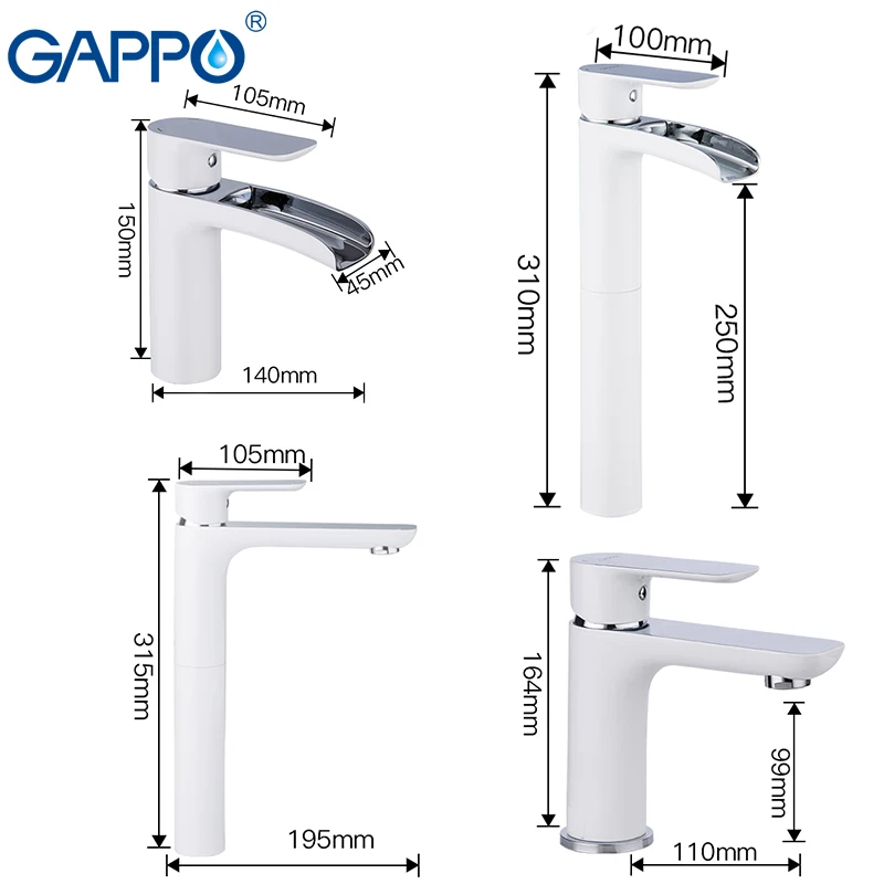 GAPPO смеситель для раковины белый хромированный Водопад смесители ванны латунный