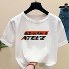 Повседневные футболки Kpop ATEEZ, женская одежда, белые летние топы с коротким рукавом, футболки Kpop