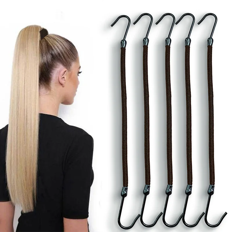 

10pcs Ponytail Rubber Elastic Hook Hair Bands For Women Gum Hooks Hair Accessories Hair Ties Styling Tools Holder Bungee Bands