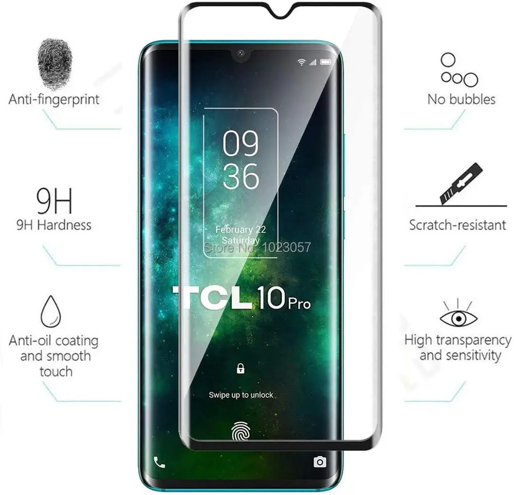 Full Cover Tempered Glass for TCL 10 Plus Screen Protector Curved 3D Film Phone Protective 20 PRO Flim | Мобильные телефоны и