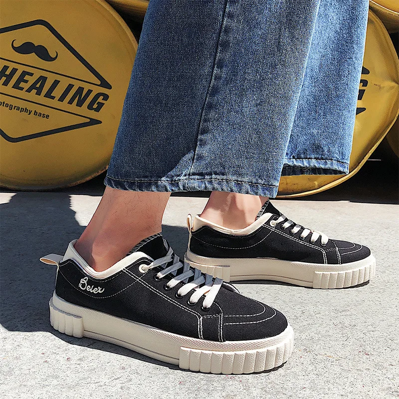 

2021Ins Men's High-Top Shoes Hong Kong Style Canvas Shoes All-match Sports Shoes Trend Fashion Casual Shoes