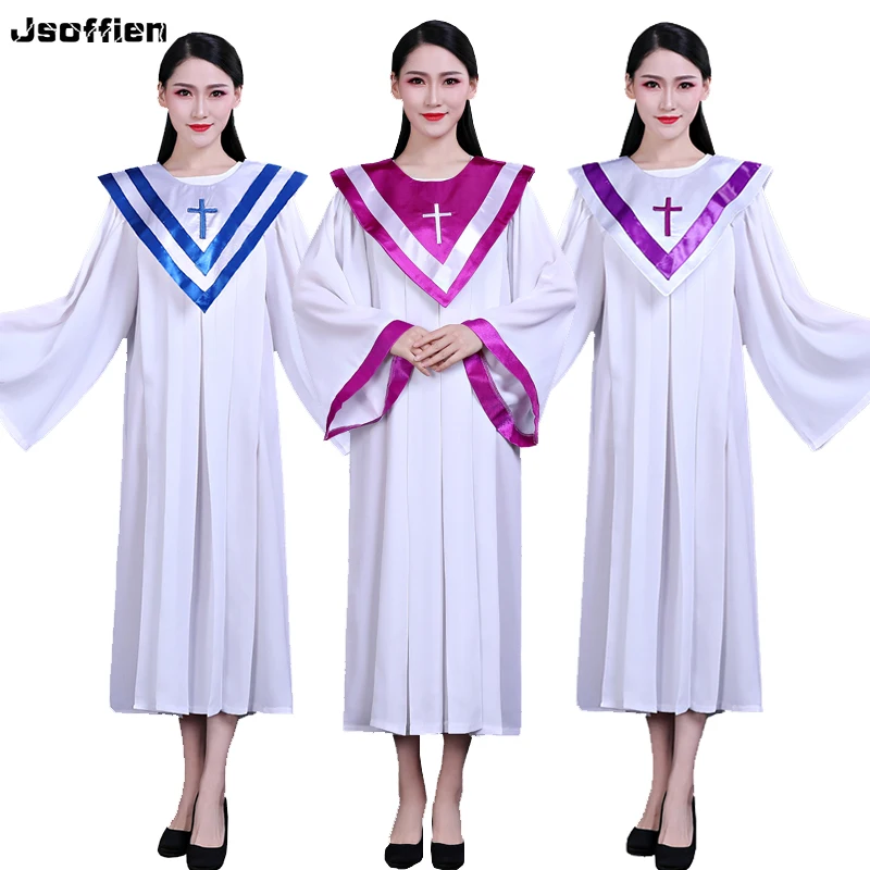 Woman Clergy Robes Long Sleeve Christian Church Choir Dress Priest Vestments Poetry Robe Jesus Class Service Wear