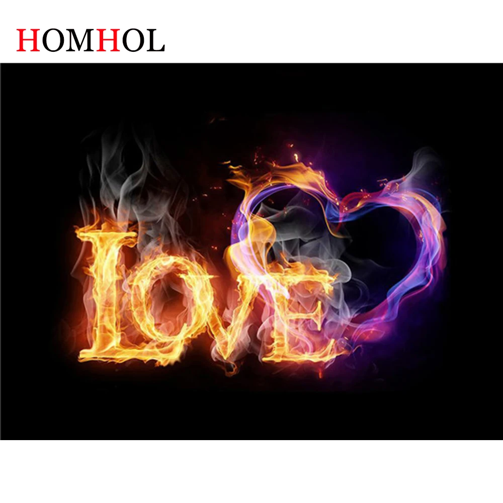 

5D DIY Diamond Painting “Fire LOVE Heart” Handmade Diamond Embroidery Cross Stitch Picture Of Rhinestone Mosaic Home Decor Gift