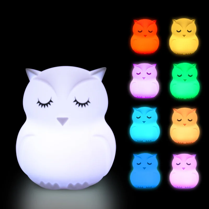 

Christmas Lights USB Charging Owl Silicone Light Patting Colorful Night Light Bedroom Decor Fairy Light Cristmas Decoration 2022
