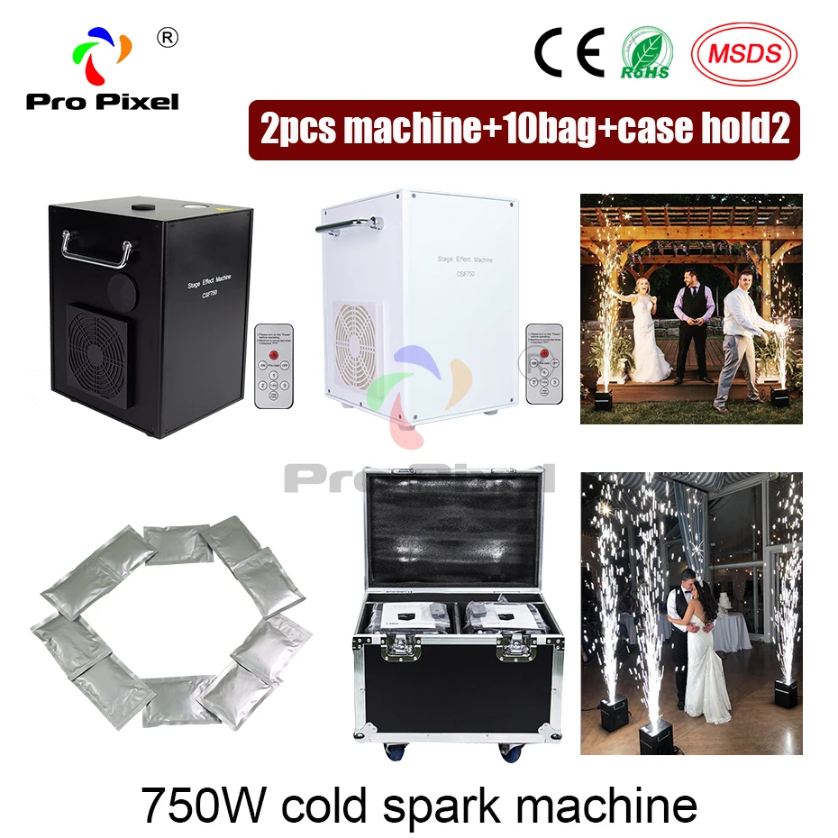 2шт с чехол и 10 ти порошок 750 Вт холодная Искра фейерверк Машина Dmx пульт