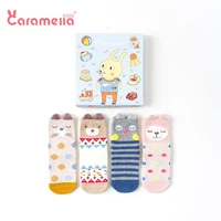 caramella 4pairs cartoon winter baby socks harajuku 3d ear happy kids infant socks unisex hosiery 0 12y gift box package