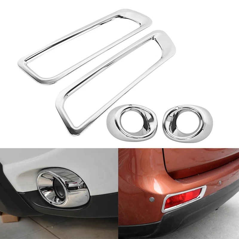 

for Mitsubishi Outlander 2013 2014 Chrome Front Rear Fog Light Foglight Lamp Cover Trim Bumper Protector Car Styling