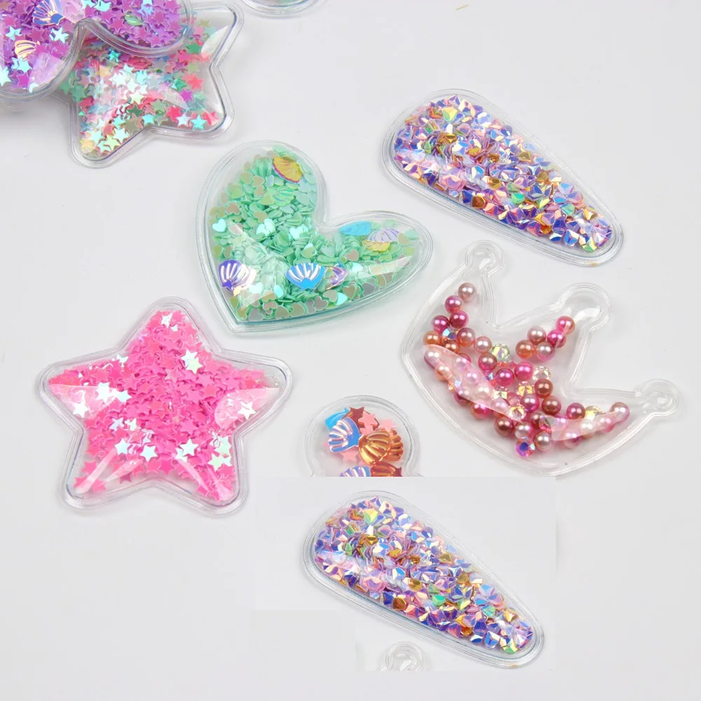 IBOWS 5 шт. прозрачные аппликации с Красочные Блестки Жемчуг Сердце Звезда для DIY