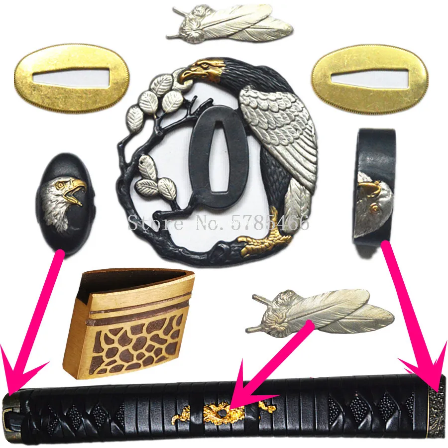 Набор аксессуаров для катаны вакидзаси меча с орлом медная Цуба менюки фучи