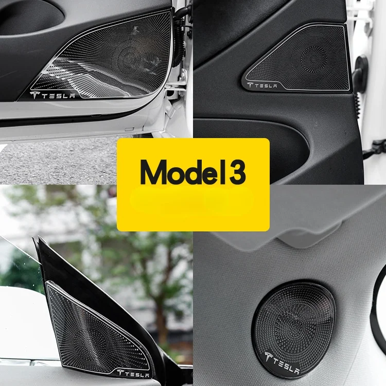 

Car Door Pillar Speaker Cover Metal Emblem Sticker for Tesla Model Y 2021 Car Audio Panel Protector Styling Stickers Accessories