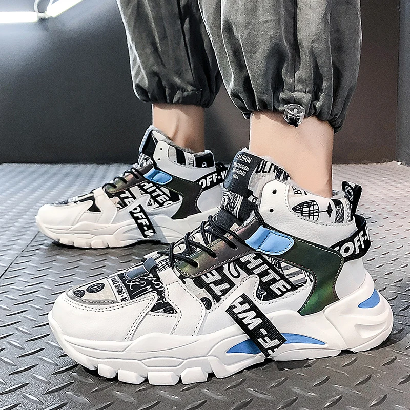 

Светильник дышащие высокие кроссовки, модная спортивная мужская обувь, слипоны, массивные Папины туфли, высокое качество, нескользящая пла...