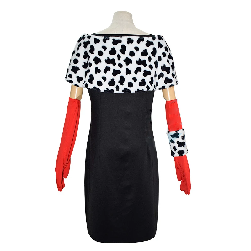 Карнавальный костюм Cruella De Vil платья 101 далматинец с накидкой костюмы на Хэллоуин