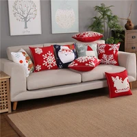 embroidered cushion cover christmas tree santa snow flower new year pillow case cotton square embroidery pillowcases45x45cm