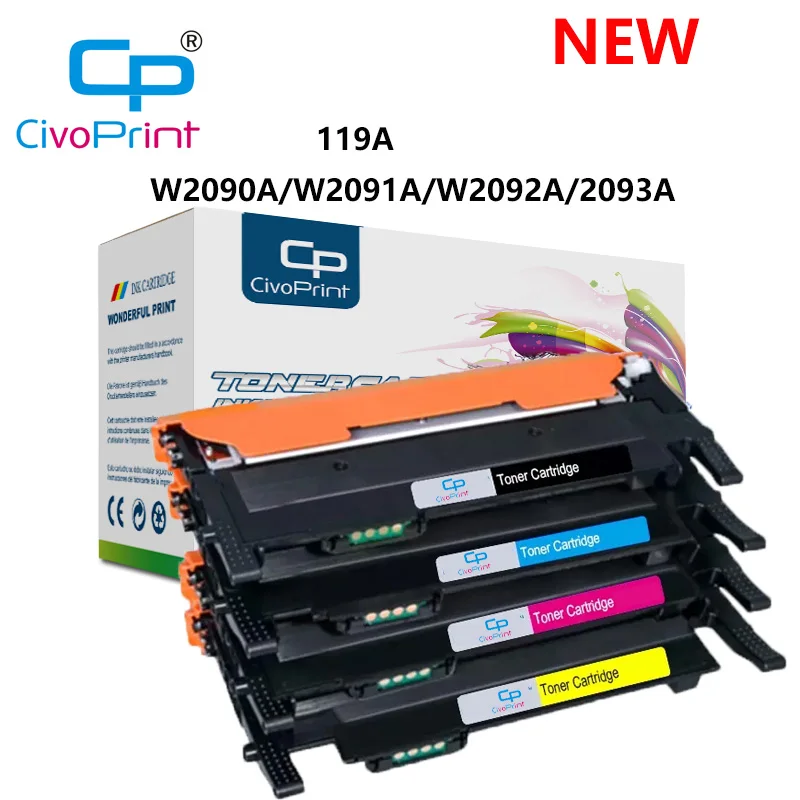 Новые чипы Civoprint совместимый картридж с тонером 119A W2090A W2091A W2093A W2092A для лазерного