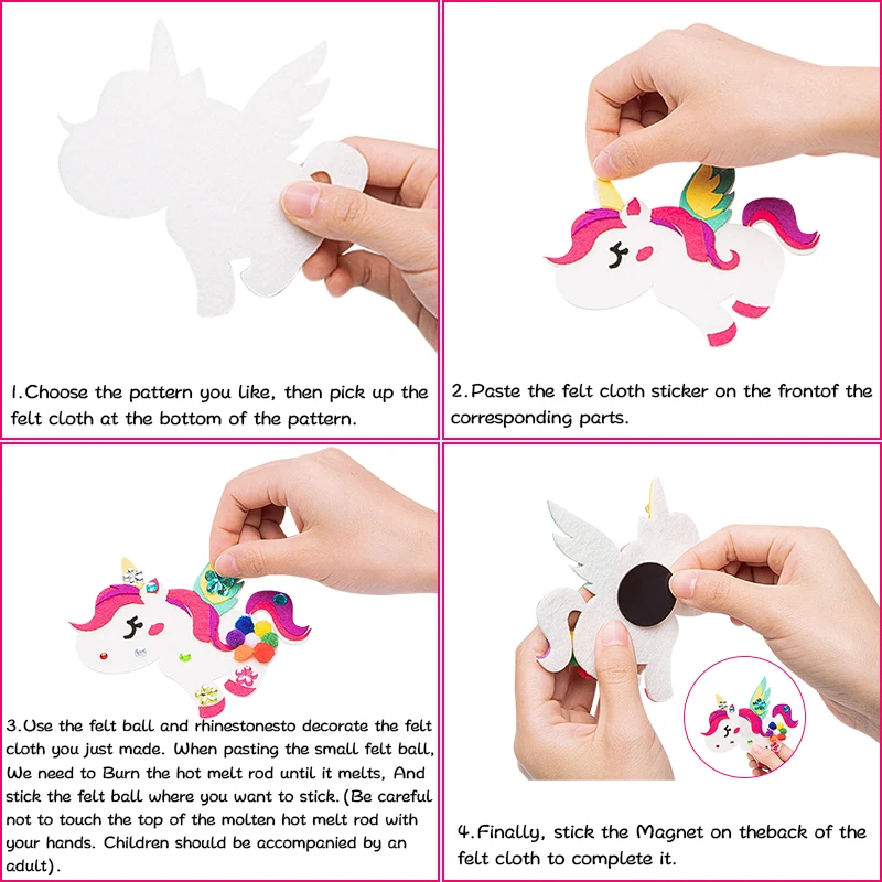 8 шт. Единорог войлочную ткань магнит на холодильник производство Китай стильная