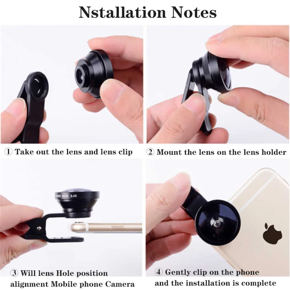 

3 in 1 Functions Mobile Phone Lens 0.67X Wide Angle Len & 12.5X Macro HD Camera Lens Universal for iPhone Android Phone lens
