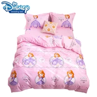 cartoon cotton comforter bedding set 4pcs pink princess sophia bed linen kid home textile autumn queen size fittedduvet cover