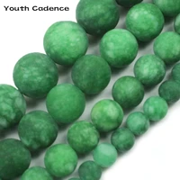 natural matte green cloud jades chalcedony stone round loose beads 15 strand 681012 mm for jewelry making diy bracelet