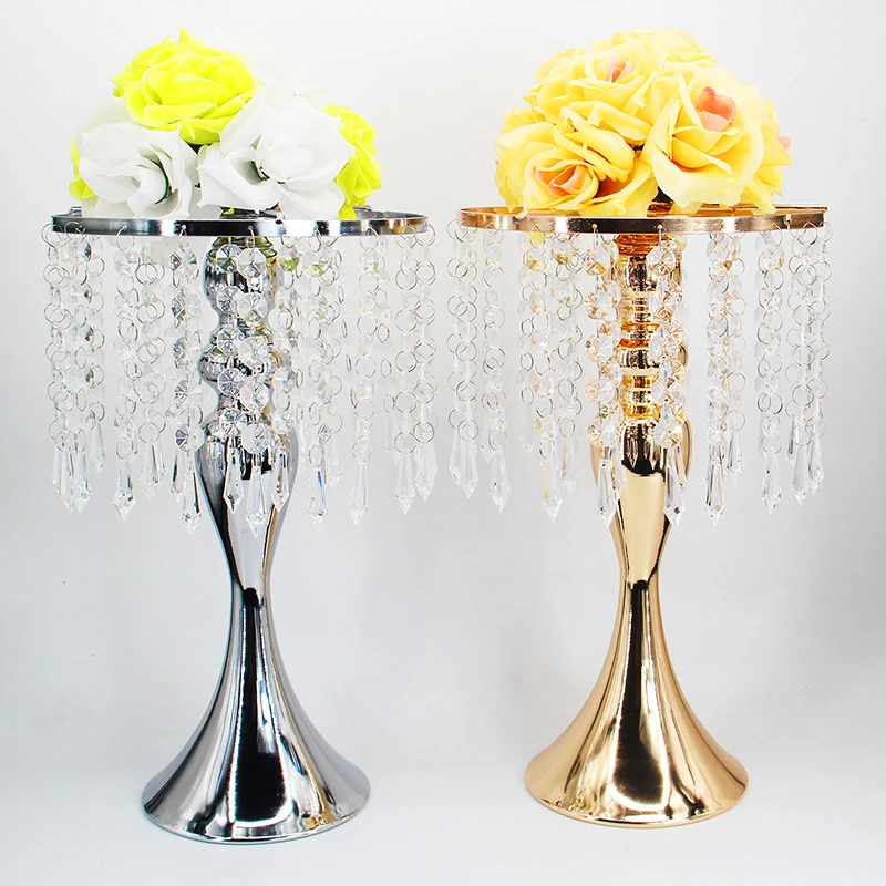 

Metal Candle Holders Flowers Vase Crystal Tray Road Lead Candelabra Centerpieces Wedding porps Christmas decoration