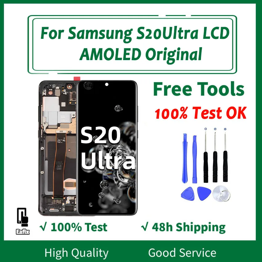 

6,9 "новый оригинальный AMOLED ЖК-дисплей для Samsung Galaxy S20 Ultra, сенсорный экран, дигитайзер для Samsung S20Ultra G988F G988B/DS Lcd