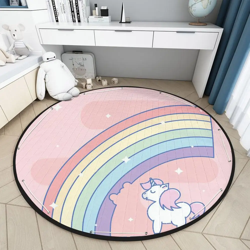 

Round Floor Crawling Play Mat For Baby Room Decoration Non Skid Carpet Blanket Kids Toys Storage Bag Beach Picnic Floor Decor