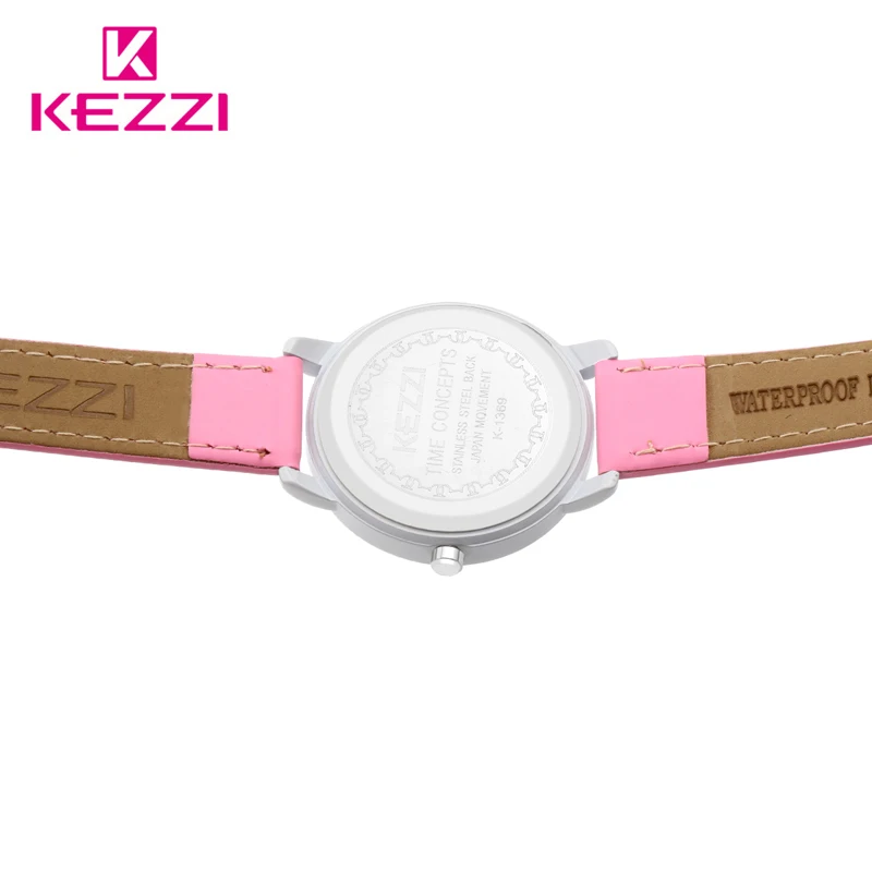 

KEZZI Love Hearts child Watches Girl Leather Printing Strap Cartoon Kids Watch Students Quartz Wristwatch Casual Fashion Horloge