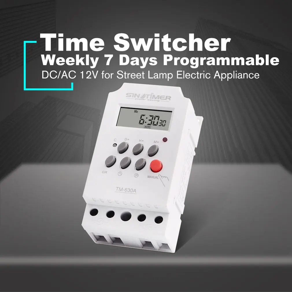 SINOTIMER 12V 30A Еженедельник 7 дней программируемый цифровой реле времени таймера