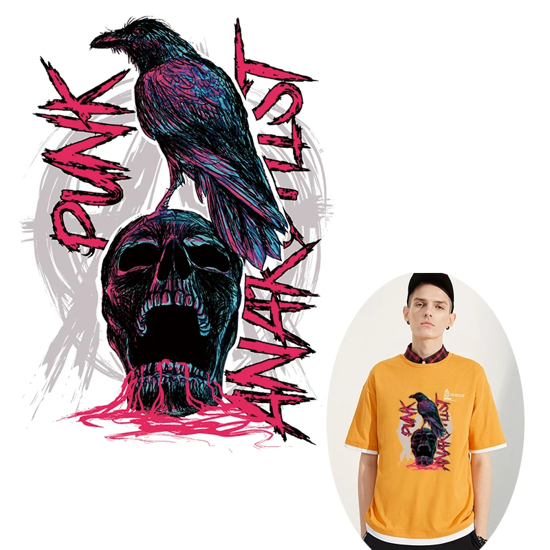 Модный Панк Череп Железный патч для одежды наклейки на футболку термоперенос