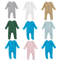 lioraitiin 0 6m newborn infant baby boy girl sleep romper long sleeve solid cotton soft zipper jumpsuit clothing 7colors