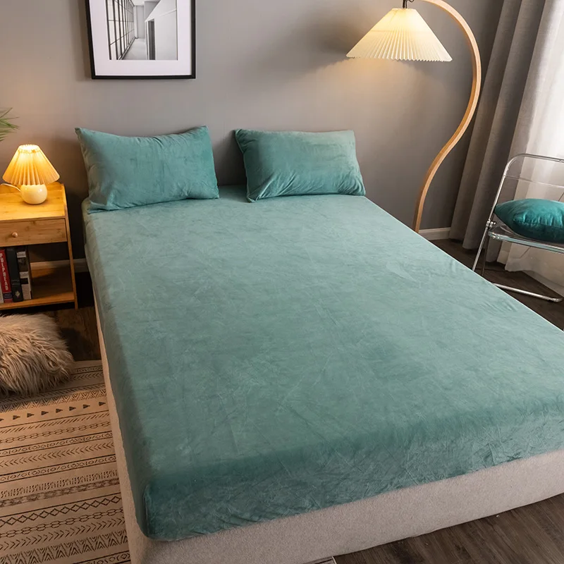 

Fitted Sheet With Elastic Band Bed Sheets Home Soft Velvet Mattress Cover Winter Double Couple Queen Size No Pillowcase 2021 NEW