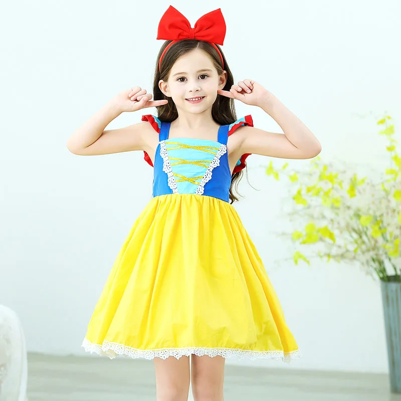 Платье снежной принцессы для девочек цельнокроеный летний костюм косплея платья